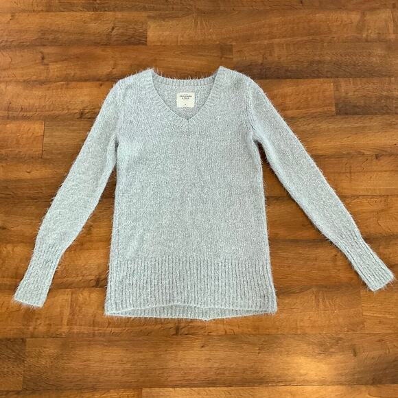 Abercrombie &‎ Fitch V-Neck Long Sleeve Womens Pullover Sweater Size M Gray - Picture 1 of 7